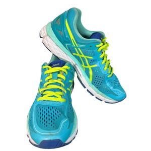 ASICS Gel Kayano 22 Running Shoes Teal Yellow Lace Up Sz 8.5 Dynamic  DuoMax